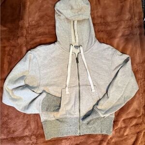 Aerie Light Gray Zip-Up Hoodie